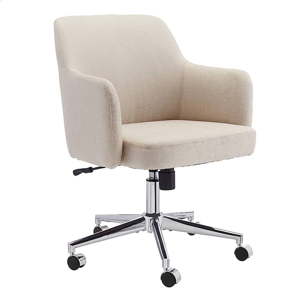 Amazon Basics Upholstered Home Office 360 Degree Swivel Rolling Desk Chair with Arms and Adjustab... | Amazon (US)