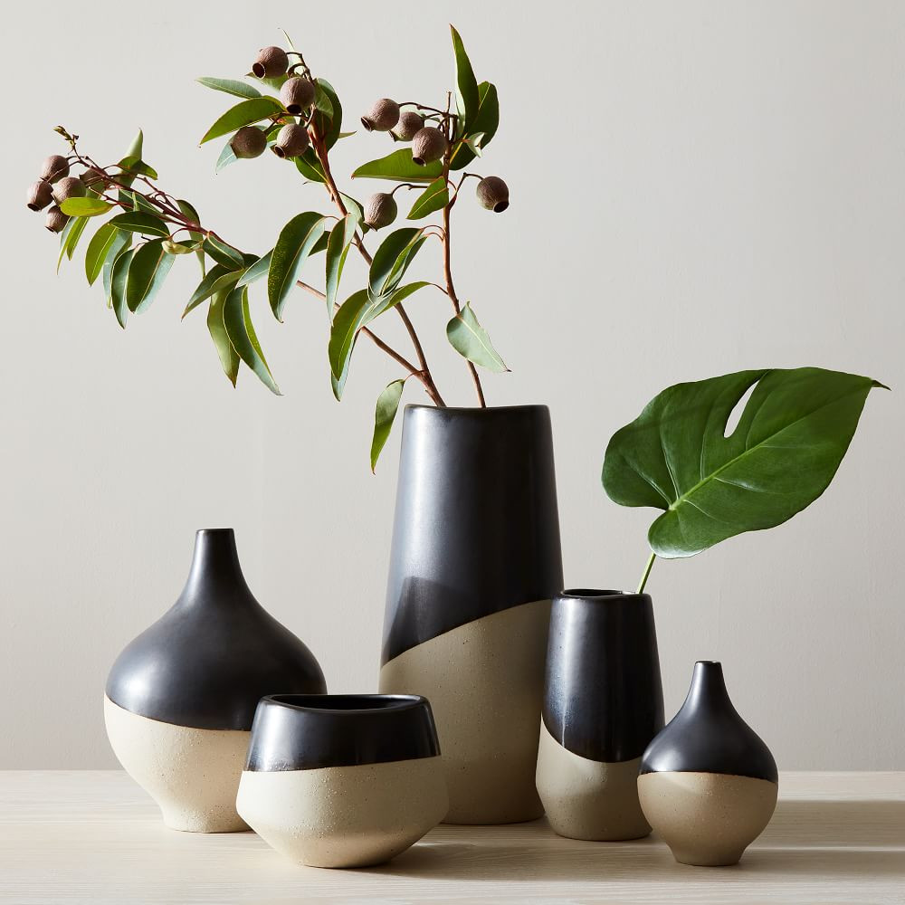 Half-Dipped Slate Stoneware Vases | West Elm (US)