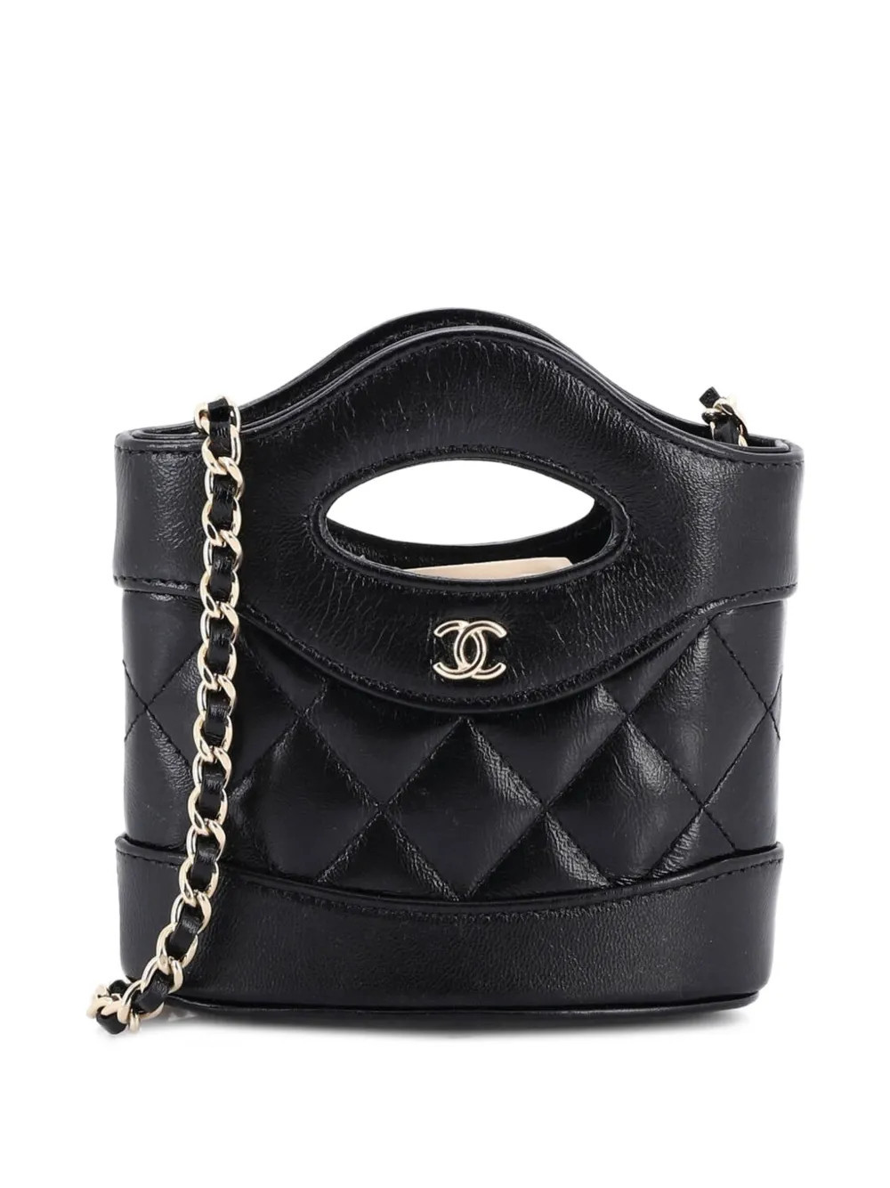 CHANEL Pre-Owned 31 Shopping Bag Clutch with Chain Quilted Calfskin Nano crossbody bag - Black | Farfetch Global