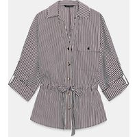 Zara - Striped Safari Shirt - Brown / White - Xxl - Woman | Zara US