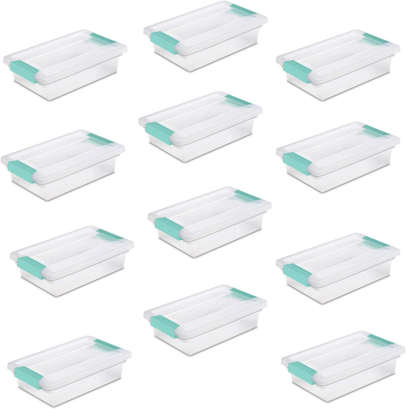 Sterilite 19618606 Small Clip Box Clear Storage Tote Container w/Lid (12 Pack) | Amazon (US)