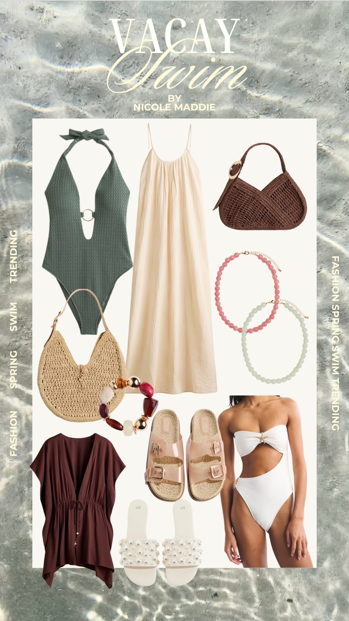 Spring Summer vacation swim outfits. From @abercrombie and H&M

Beaded jewelry, accessories, sandals, swimwear, handbag

#LTKTravel #LTKMidsize #LTKootd