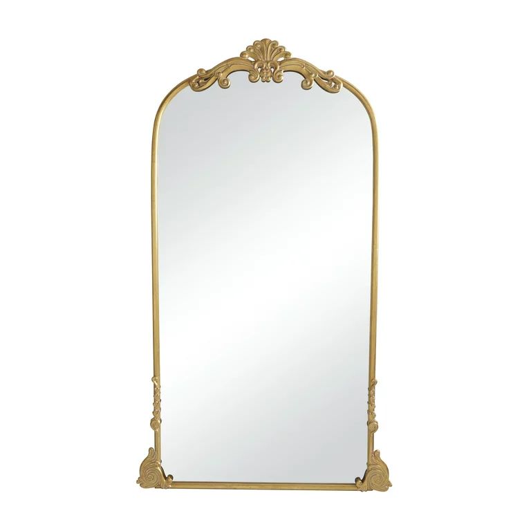 DecMode 42" x 72" Gold Tall Ornate Arched Acanthus Scroll Wall Mirror | Walmart (US)