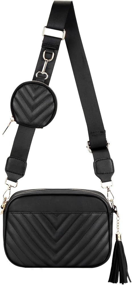Quilted Small Crossbody Bag for Women With Coin Purse Pouch and Tassel Women Square Camera Side S... | Amazon (US)