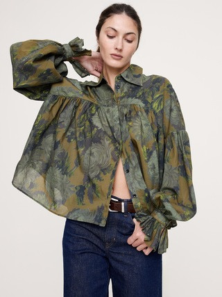 Cotton Balloon-Sleeve Shirt | Banana Republic (US)