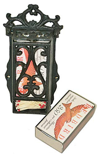 NACH Cast Iron Matchbox Holder, Vintage Matches Box for Long Matches, Antique Black Match Holder,... | Amazon (US)