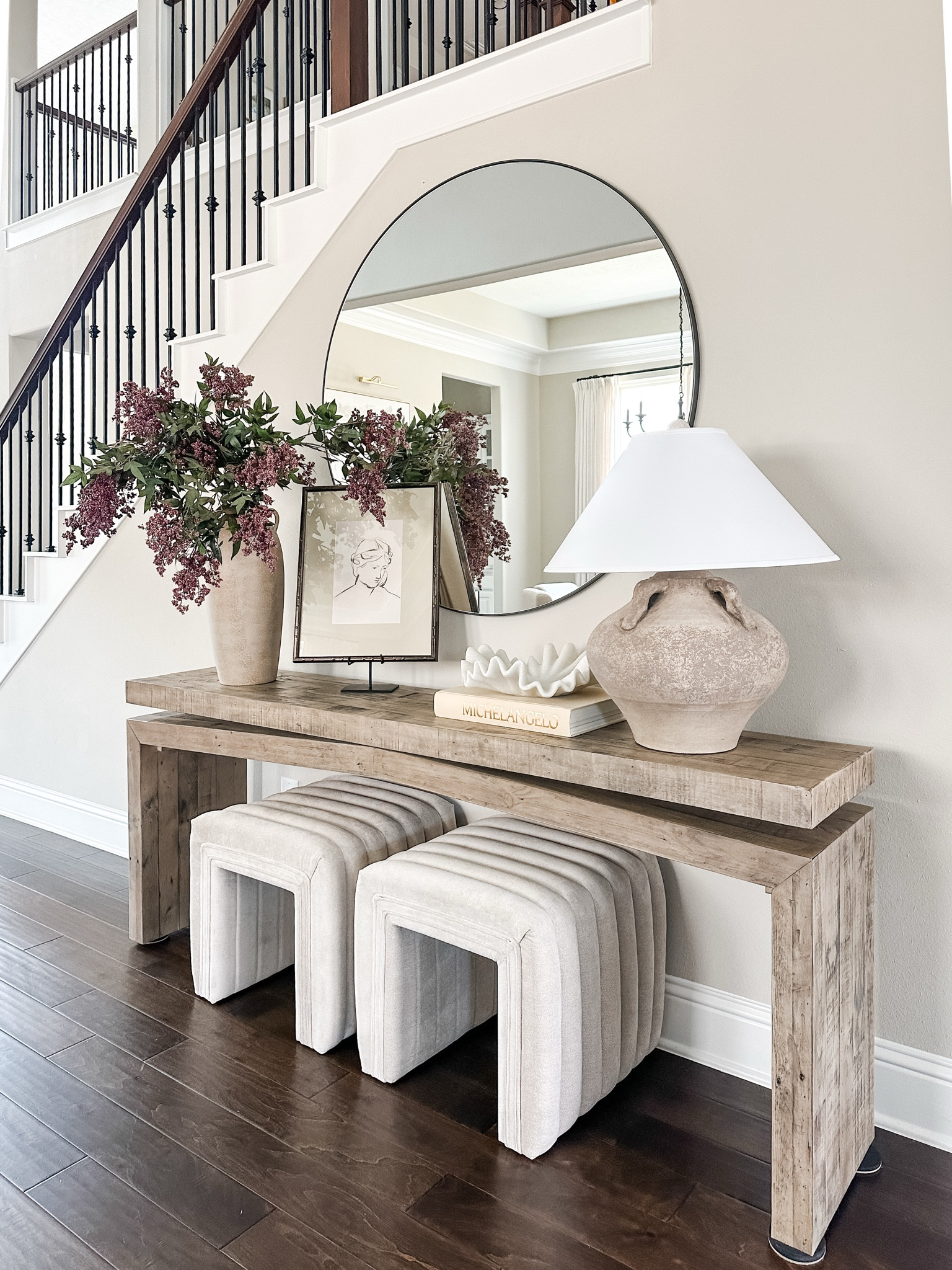 Entryway views with my best selling console table in the color weathered wheat 

#LTKSeasonal #LTKStyleTip #LTKHome
