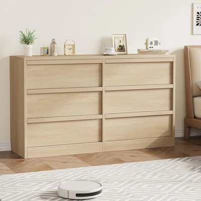 6-Drawer Natural Oak Dresser, 46" Wide Storage Chest for Bedroom, Living Room, Nursery & Entryway | Wayfair North America