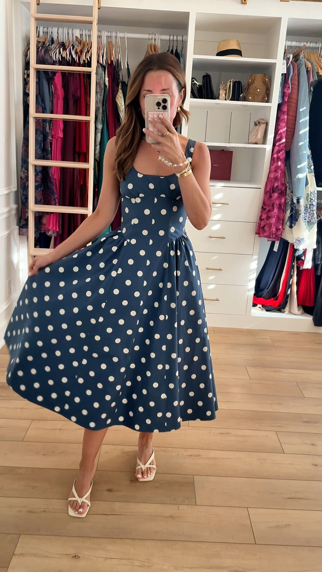 Code DENIMAF. New bra-free polka dot midi dress from Abercrombie! It’s lined to about mid-thigh. XXS petite. Wedding guest dress. Spring dress. Summer dress. Valentine’s Day dress. Vacation dress. Resort wear. Spring wedding guest. Baby shower dress. Wedding shower dress. White strappy heels are TTS. 

#LTKWedding #LTKTravel #LTKootd