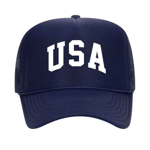 USA Trucker Hat (Navy) | Sprinkled With Pink