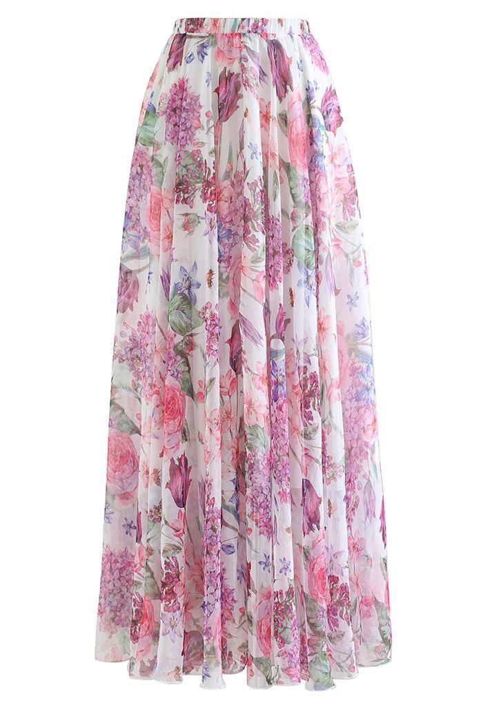 Flourish Bloom Chiffon Maxi Skirt | Chicwish