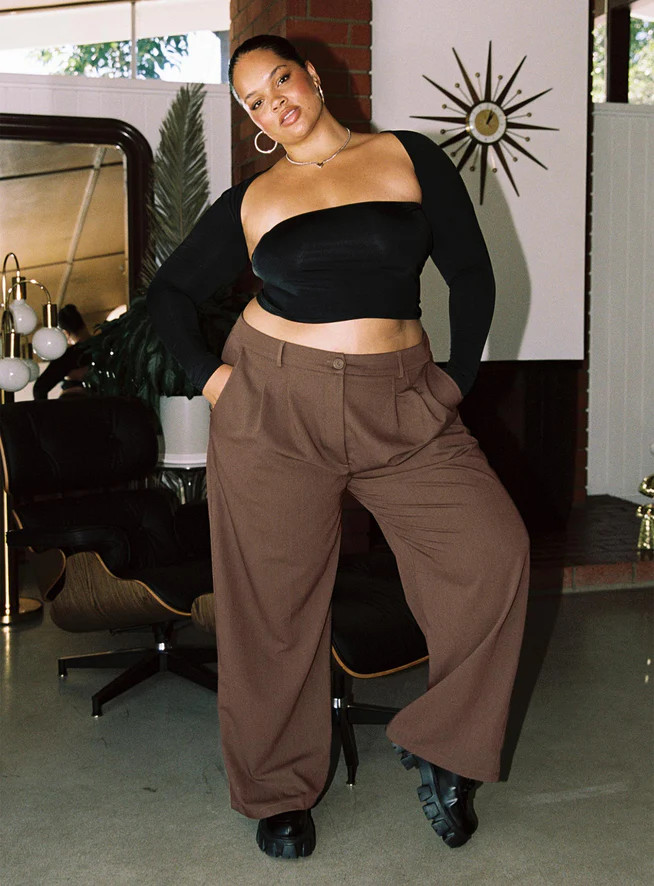 Archer Pants Dark Brown Curve | Princess Polly US