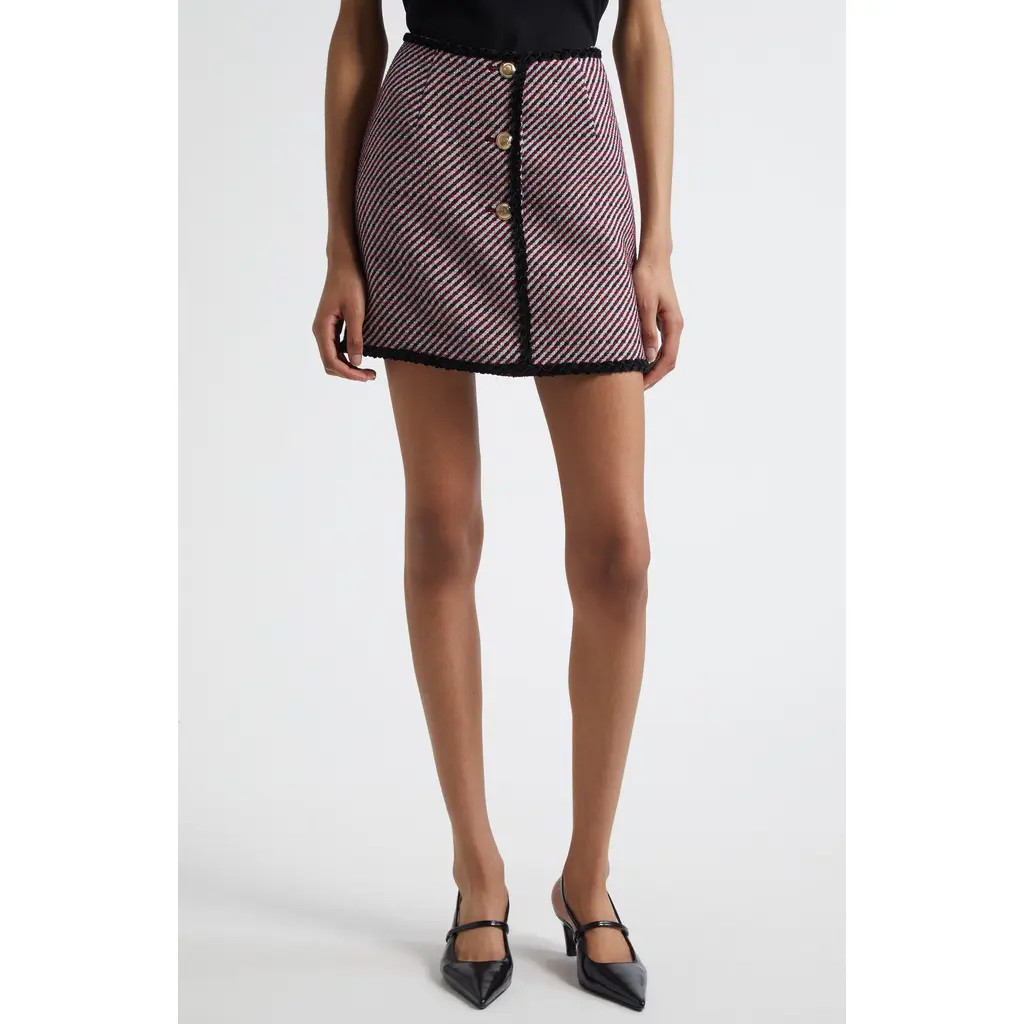 Cinq à Sept Noemie Odette Bouclé Miniskirt in Dk Mlbrry/Navy at Nordstrom Rack, Size 2 | Nordstrom Rack