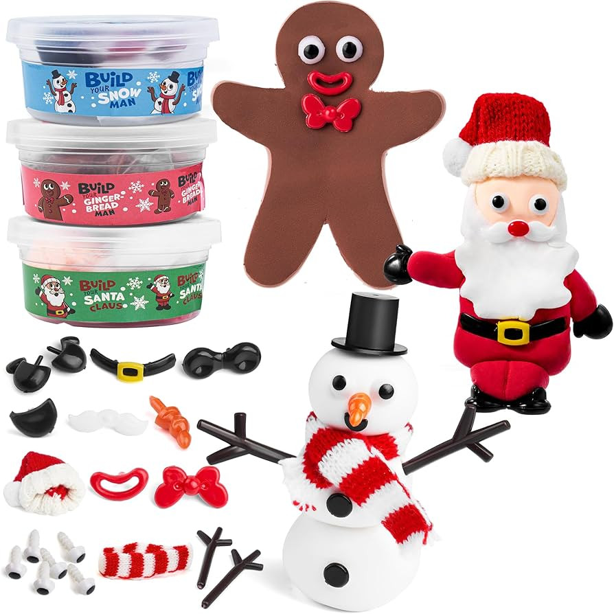 JOYIN Christmas Build a Snowman, Santa Claus, and Gingerbread Man Craft Kit, 3 Packs Modeling Cla... | Amazon (US)