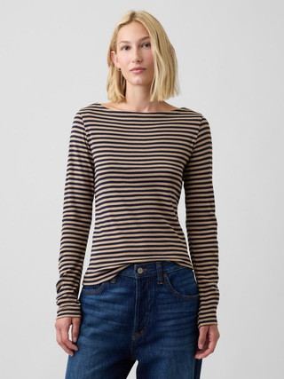 Modern Ribbed Boatneck T-Shirt | Gap Factory
