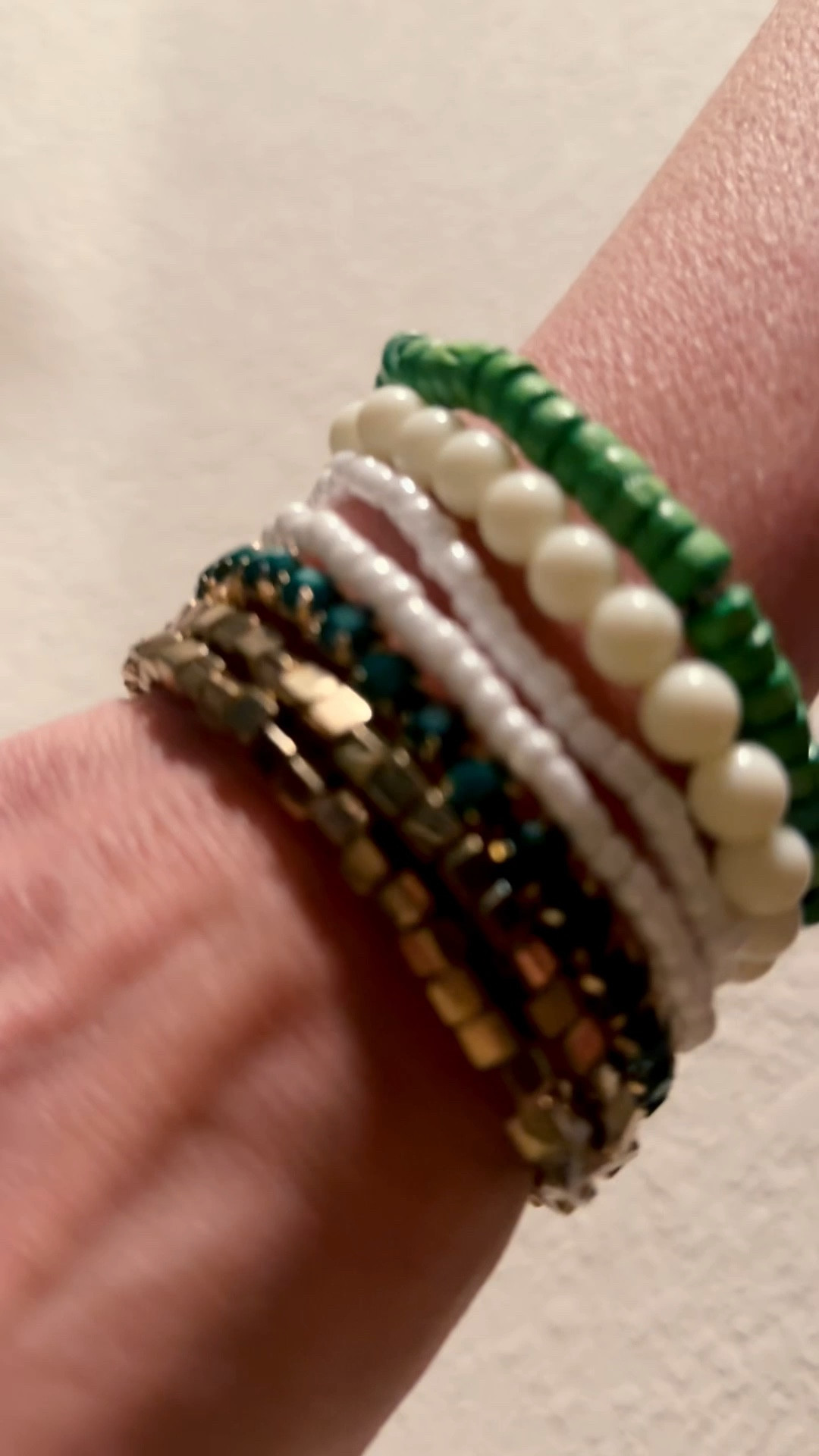 Stacked, styled, and staying on 💫Seven bracelets = the sweet spot. 