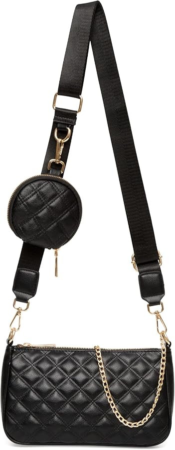Herald Quilted Small Crossbody Bag for Women, Trendy Design Shoulder Side Handbag Clutch with Coi... | Amazon (US)