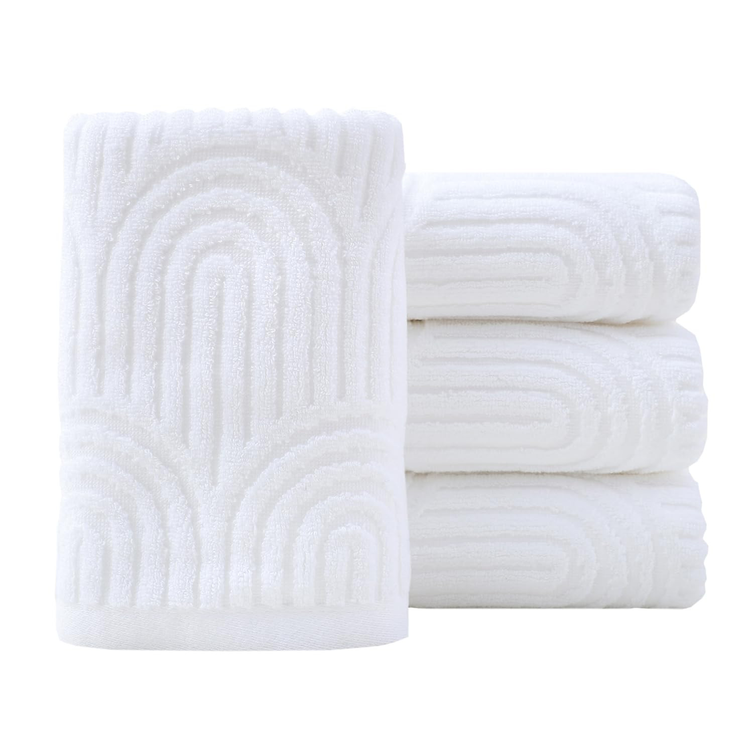 Pidada Hand Towels Set of 4 Striped Pattern 100% Cotton Absorbent Soft Decorative Towel for Bathr... | Amazon (US)