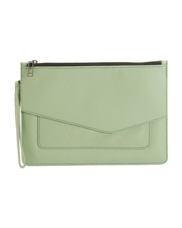 Large Leather Clutch With Wristlet Strap | Marshalls