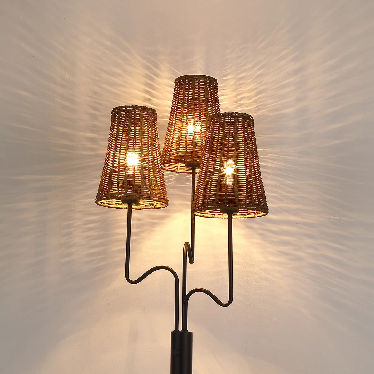 68 Inch 3-Light Dimmable Tree Floor Lamp, Handwoven Woven Rattan Shades | Wayfair North America