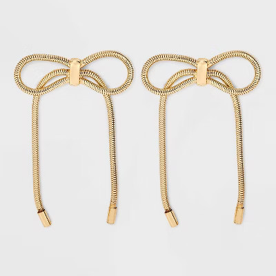 Metal Bow Drop Earrings - A New Day™ Gold | Target
