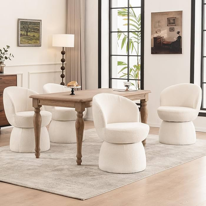Kidol & Shellder Swivel Dining Chair 4 PCS Modern Comfy Upholstered Single Sofa Armless Barrel Si... | Amazon (US)