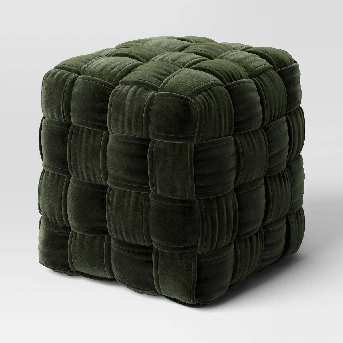 Square Woven Pouf Green Velvet - Threshold™ | Target
