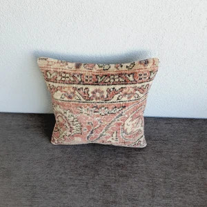 Handmade Turkish Rug Pillow Cover: Beige Pink Nomadic Cushion (16x16) | Etsy (US)