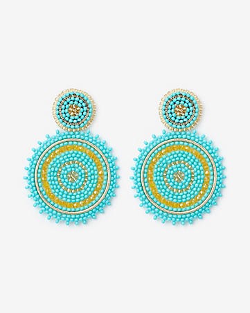 sparkle seed bead circle drop earrings | Express