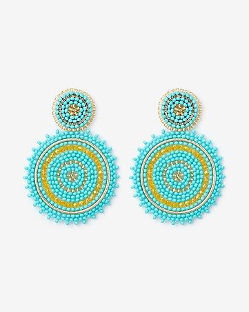 sparkle seed bead circle drop earrings | Express