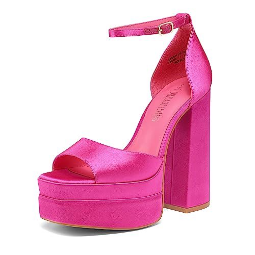 DREAM PAIRS High Heels Chunky Block Platform Heels for Women Ankle Strap Sexy Open Square Toe Hee... | Amazon (US)