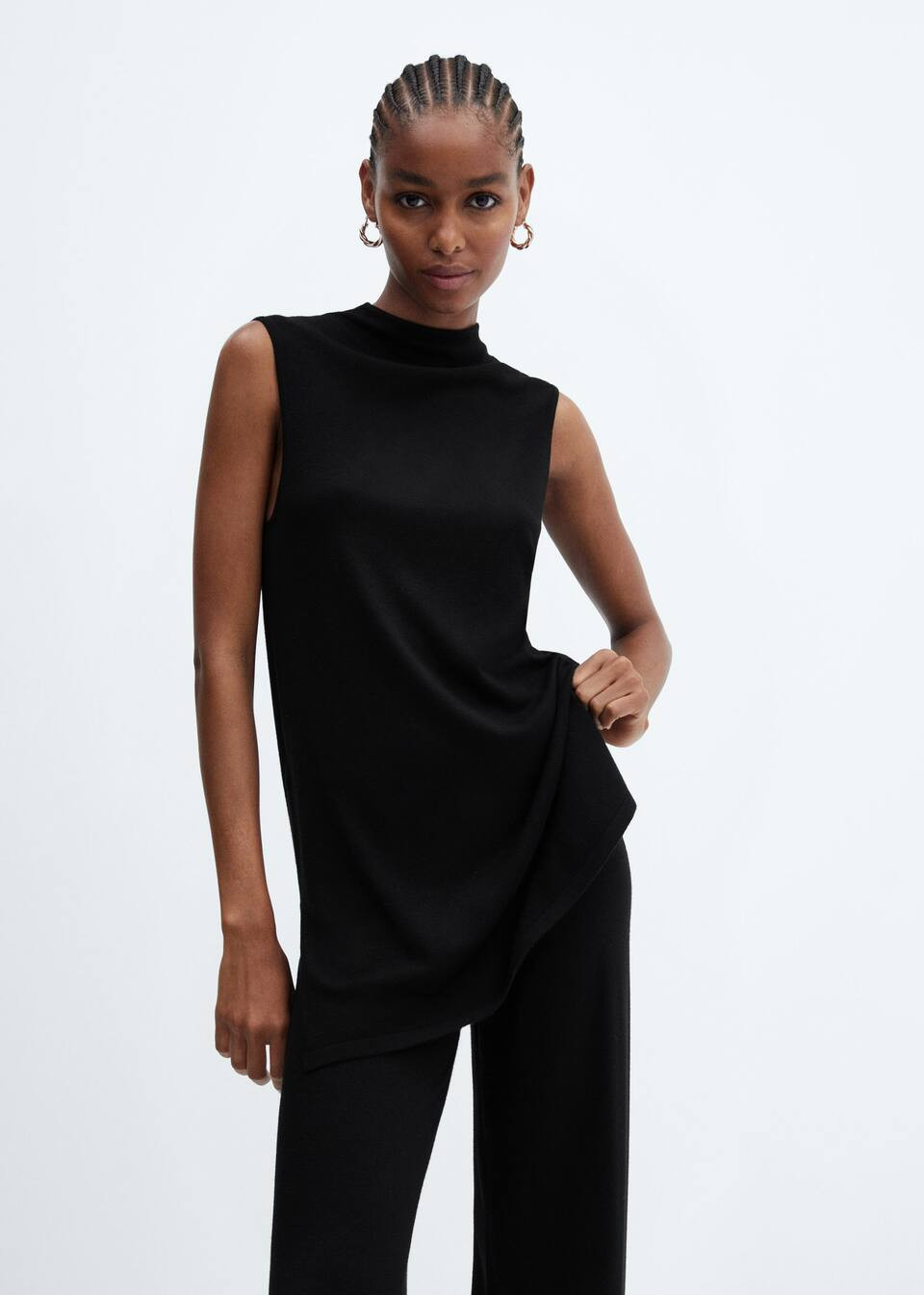 Knitted top with side slit -  Women | Mango USA | MANGO (US)