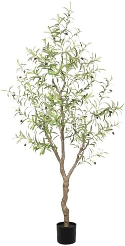 LYERSE Olive Trees Artificial Indoor - Faux Olive Tree 6ft - Fake Olive Tree with Olive Branches ... | Amazon (US)