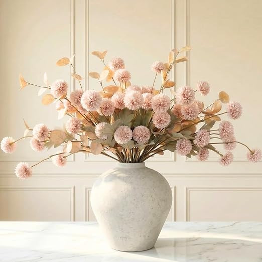 Artificial Flowers for Vase - Beige Silk Mums 10 Long Stems with Eucalyptus, Faux Flowers Home De... | Amazon (US)