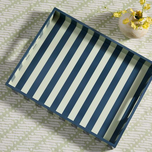 Wide Stripe Lacquer Tray | West Elm (US)