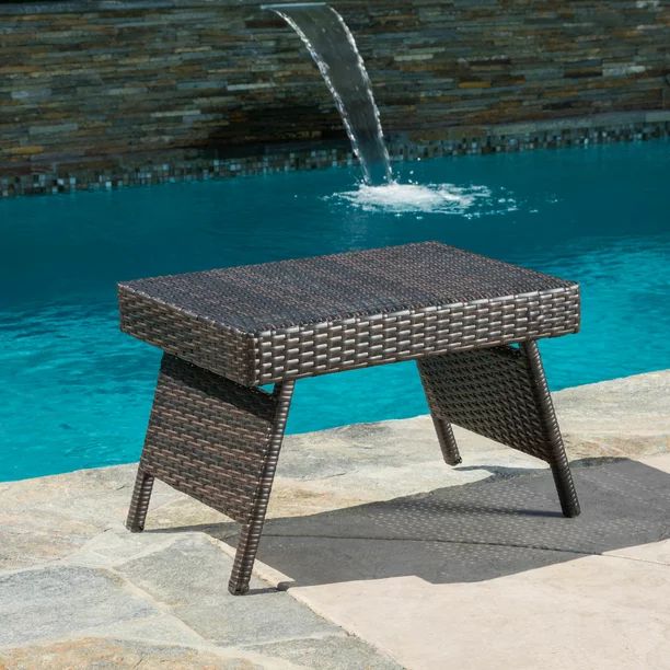 Outdoor Brown Wicker Adjustable Folding Table | Walmart (US)