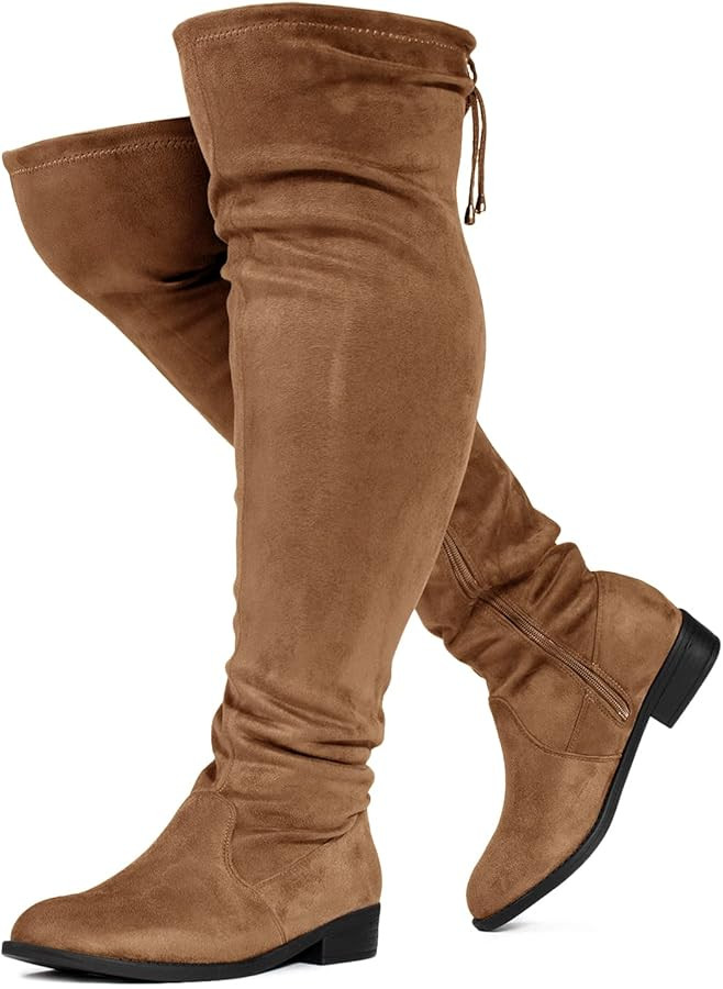 RF ROOM OF FASHION Women's Stretchy Over The Knee Low Heel Boots (Wide Calf Wide Width) | Amazon (US)