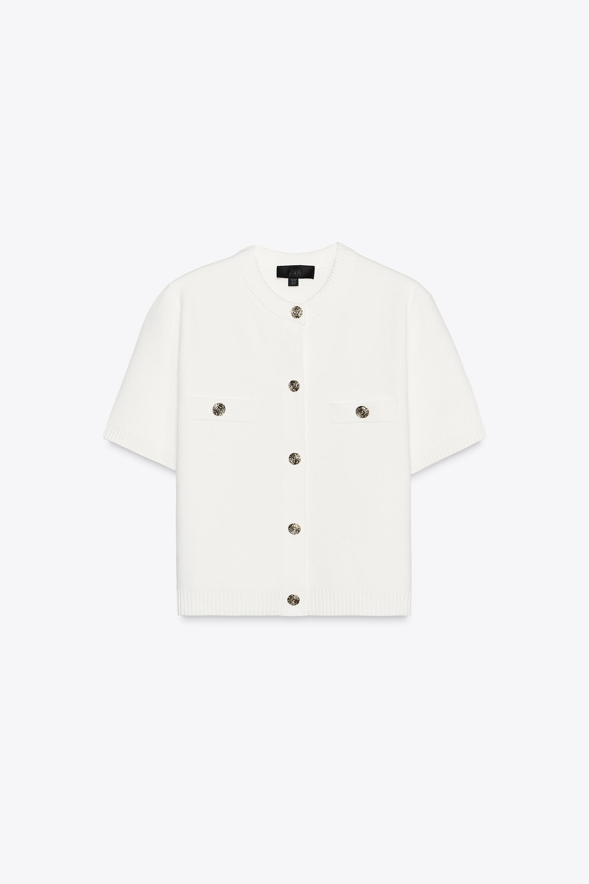 SHORT SLEEVE KNIT CARDIGAN | Zara US