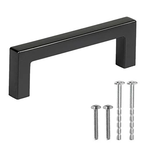 Black Cabinet Handles - 3 Inch Hole Center Modern Squared Drawer Pulls - 25 Pack of Kitchen Cabin... | Walmart (US)