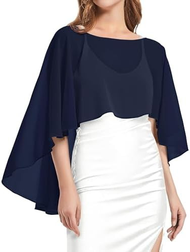 Womens Capelets Shawls and Wraps for Evening Dresses Chiffon Wedding Cape Shrugs, Navy Blue : Ama... | Amazon (CA)