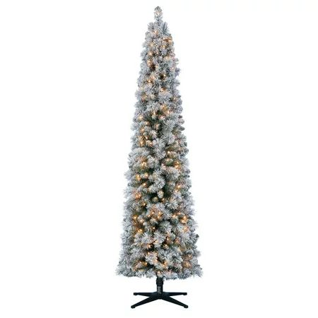 Holiday Time 7ft Pre-Lit Flocked Pencil Colorado Artificial Christmas Tree with 250 Clear Lights | Walmart (US)