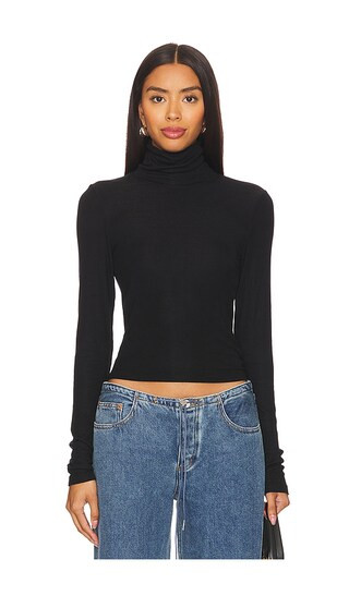 Felix Crop Turtle Neck Top in Black | Revolve Clothing (Global)