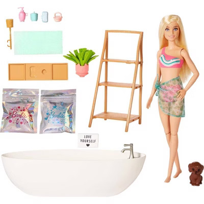 Barbie Doll & Bathtub Playset - Confetti Soap & Accessories - Blonde | Target