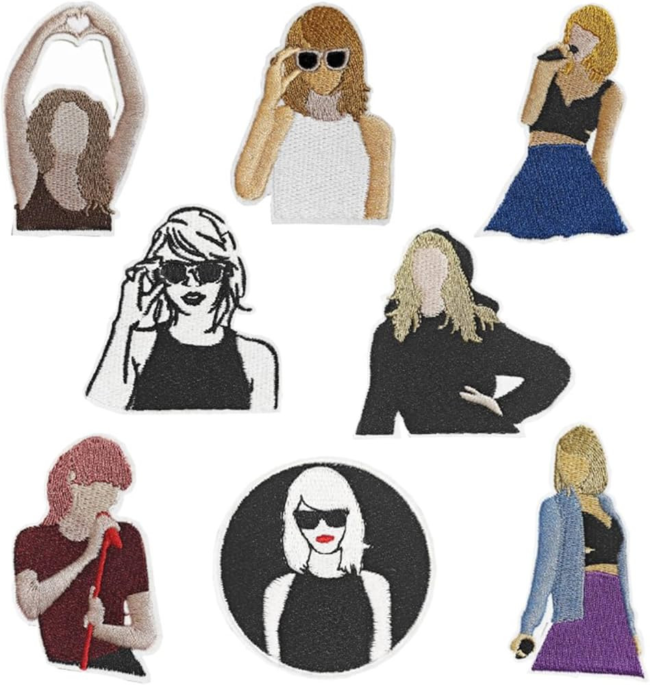 8 Pcs Fashion Girls Embroidery Patches Iron on Applique, Popular Singer Clothes Sew Small Repair ... | Amazon (US)
