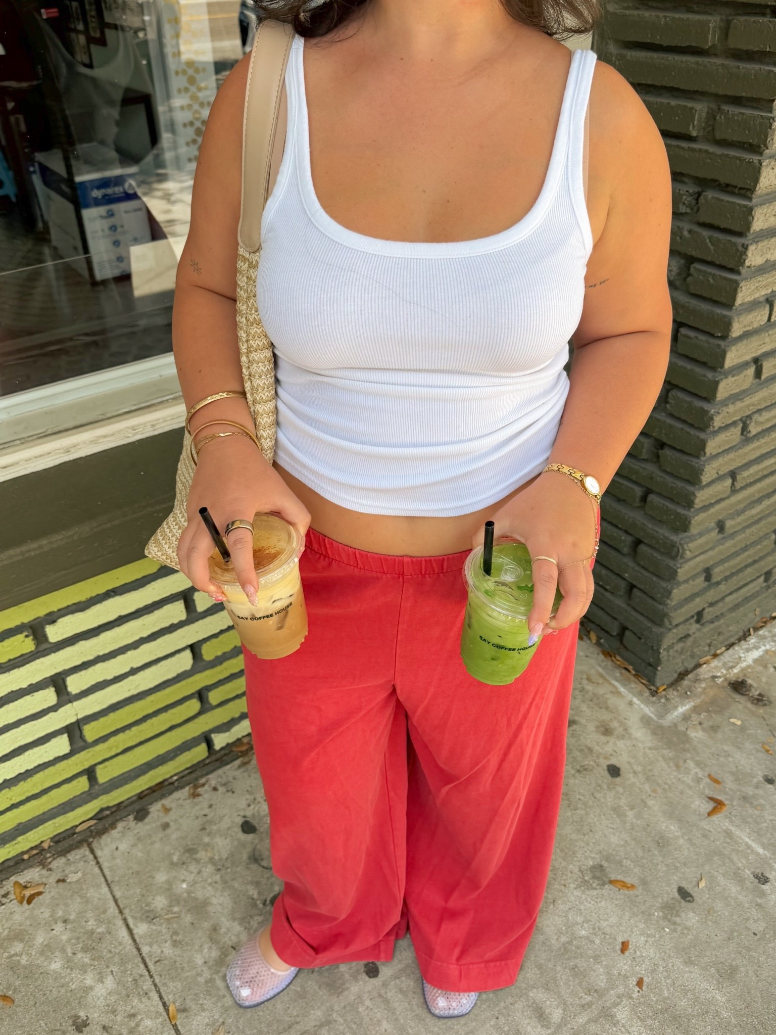 my go-to summer outfit 🍒 wearing a L petite in the pants & they come in so many cute colors // casual outfit ideas, petite fashion, coffee outfit

#LTKootd #LTKPetite #LTKMidsize