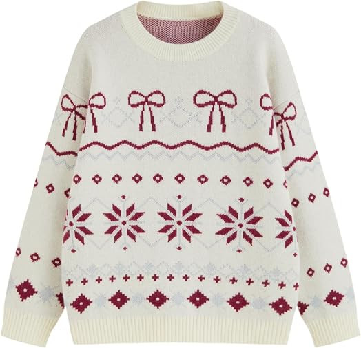 CIDER Women's Fair Isle Oversized Sweater Festive Knit Pullover Sweater | Amazon (US)