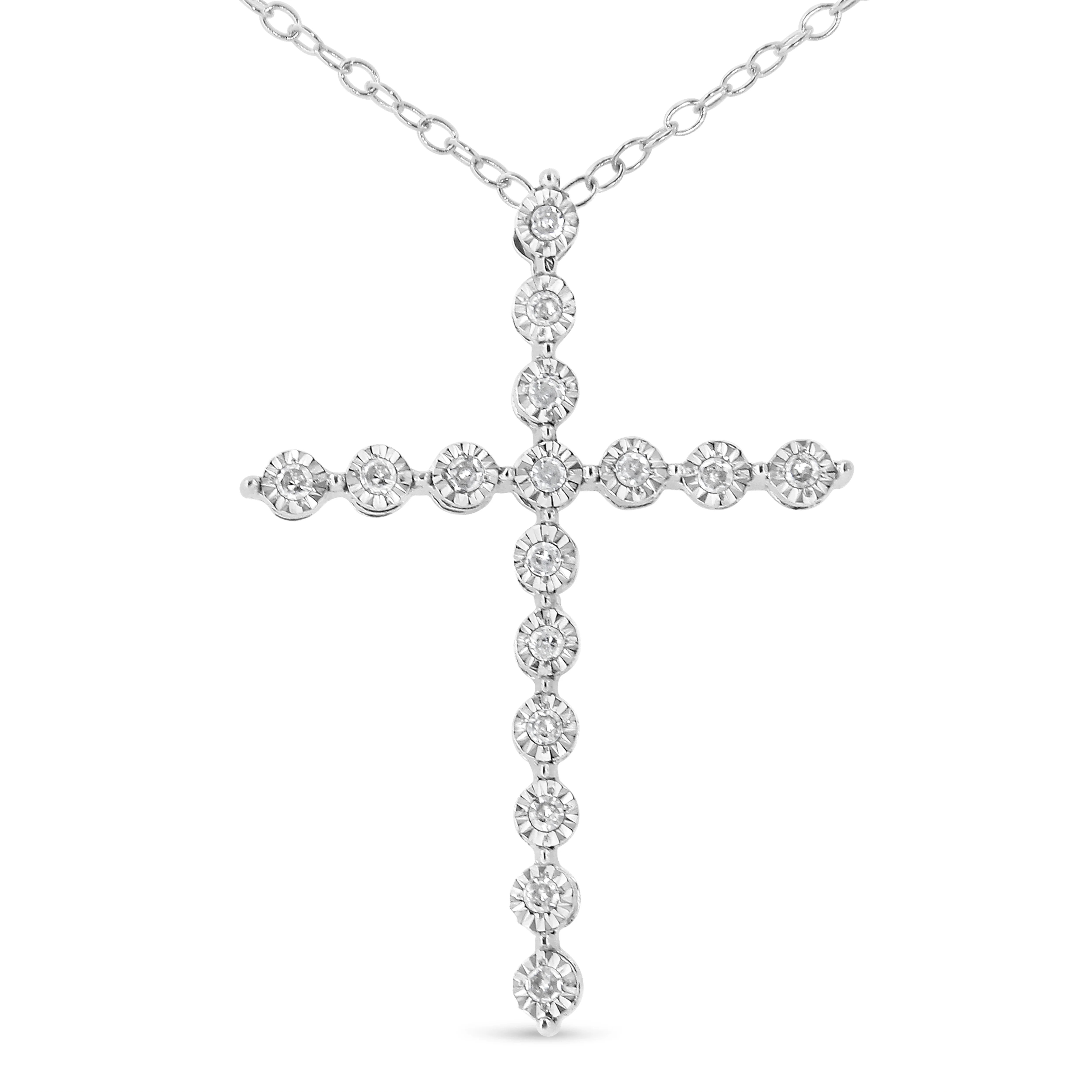 .925 Sterling Silver 1/6 cttw Diamond Cross Pendant Necklace | Shop Simon