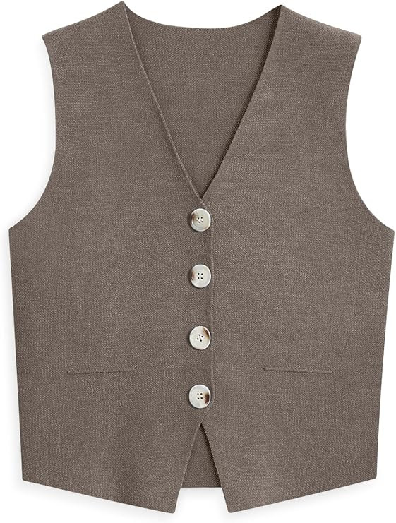 LILLUSORY Sweater Vest Women Dressy Button Up Sweater Tank Tops 2024 Knit Work Business Casual Ou... | Amazon (US)