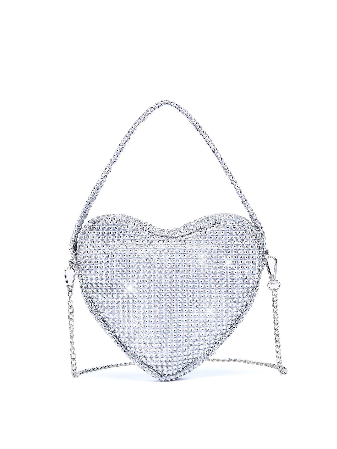 Rhinestone Decor Chain Heart Design Novelty Bag | SHEIN