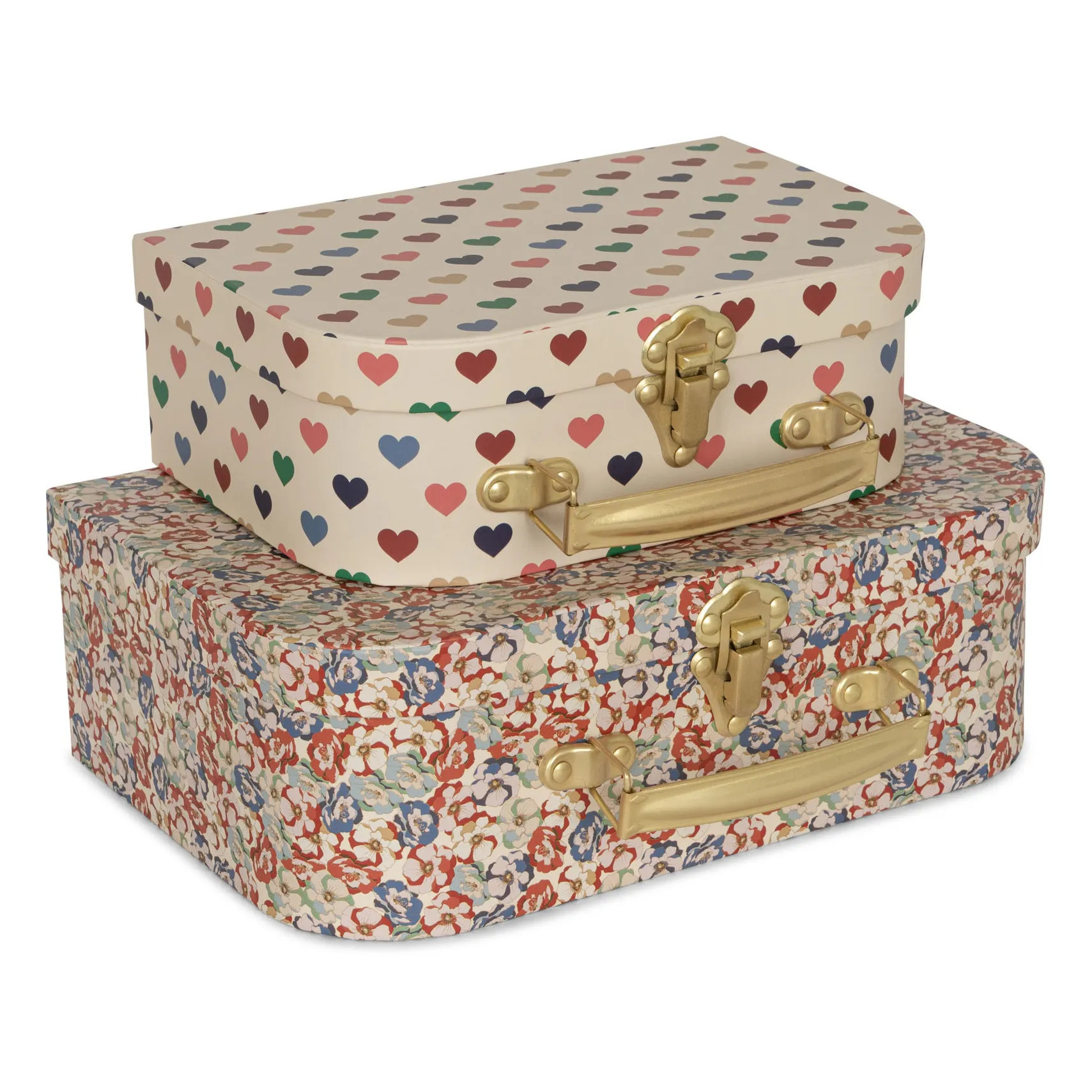 Small cardboard suitcases Hearts - Set of 2 | Smallable